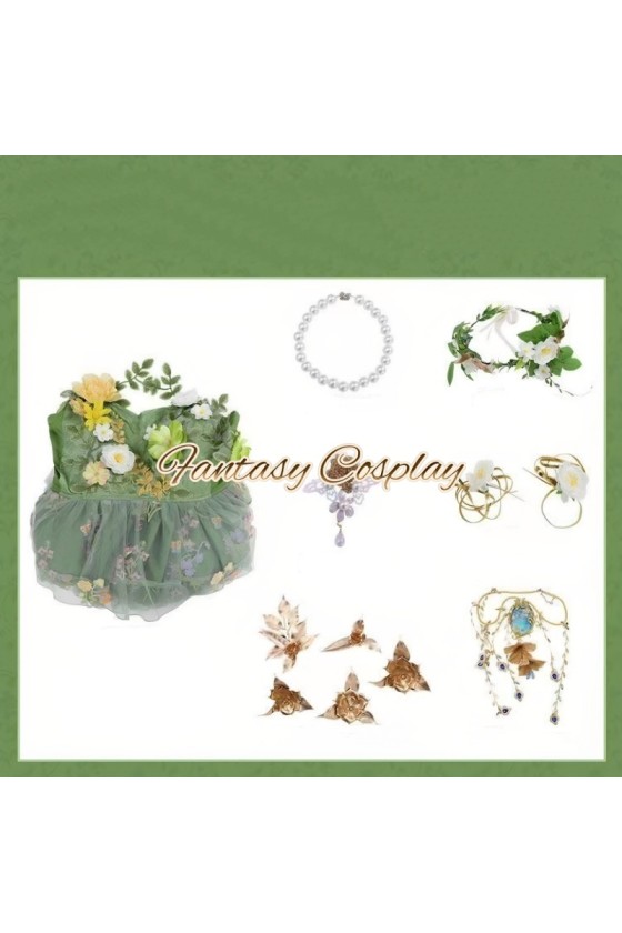 Identity V Gardener Eternal Summer Shall Not Fade Green Formal Dress Cosplay Costume